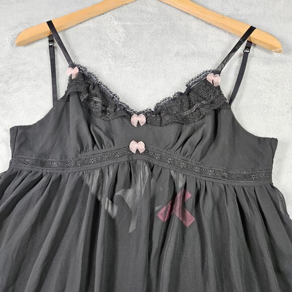 Betsey Johnson Intimates Babydoll Women M Chemise Lingerie Bows Sheer Whimsigoth - Picture 2 of 12
